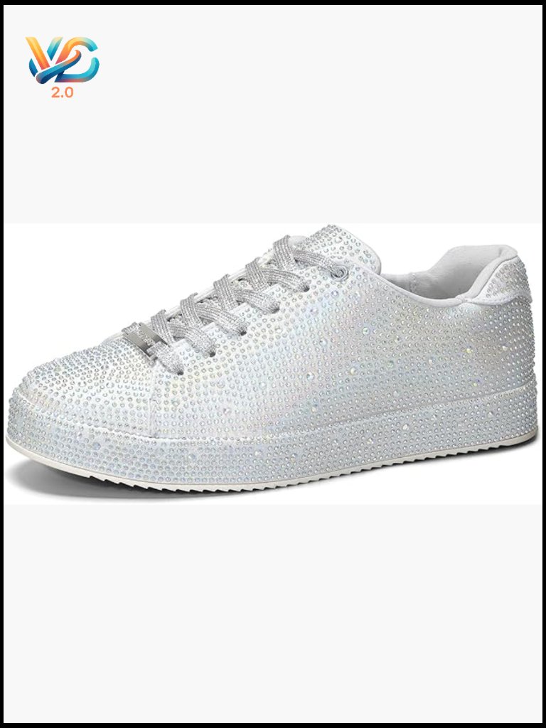 Platform Rhinestone Glitter Sneakers Bling Wedding Bridal Lace Up